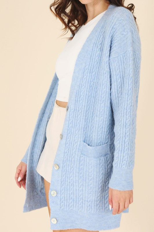 Wool blended cable knitted cardigan Lilou
