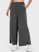 Slit Wide Leg Active Pants Trendsi