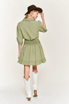 Eyelet detail 3/4 sleeve short dress JBJ1091 Jade By Jane