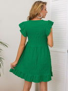 Ruffled Cap Sleeve Mini Dress Trendsi