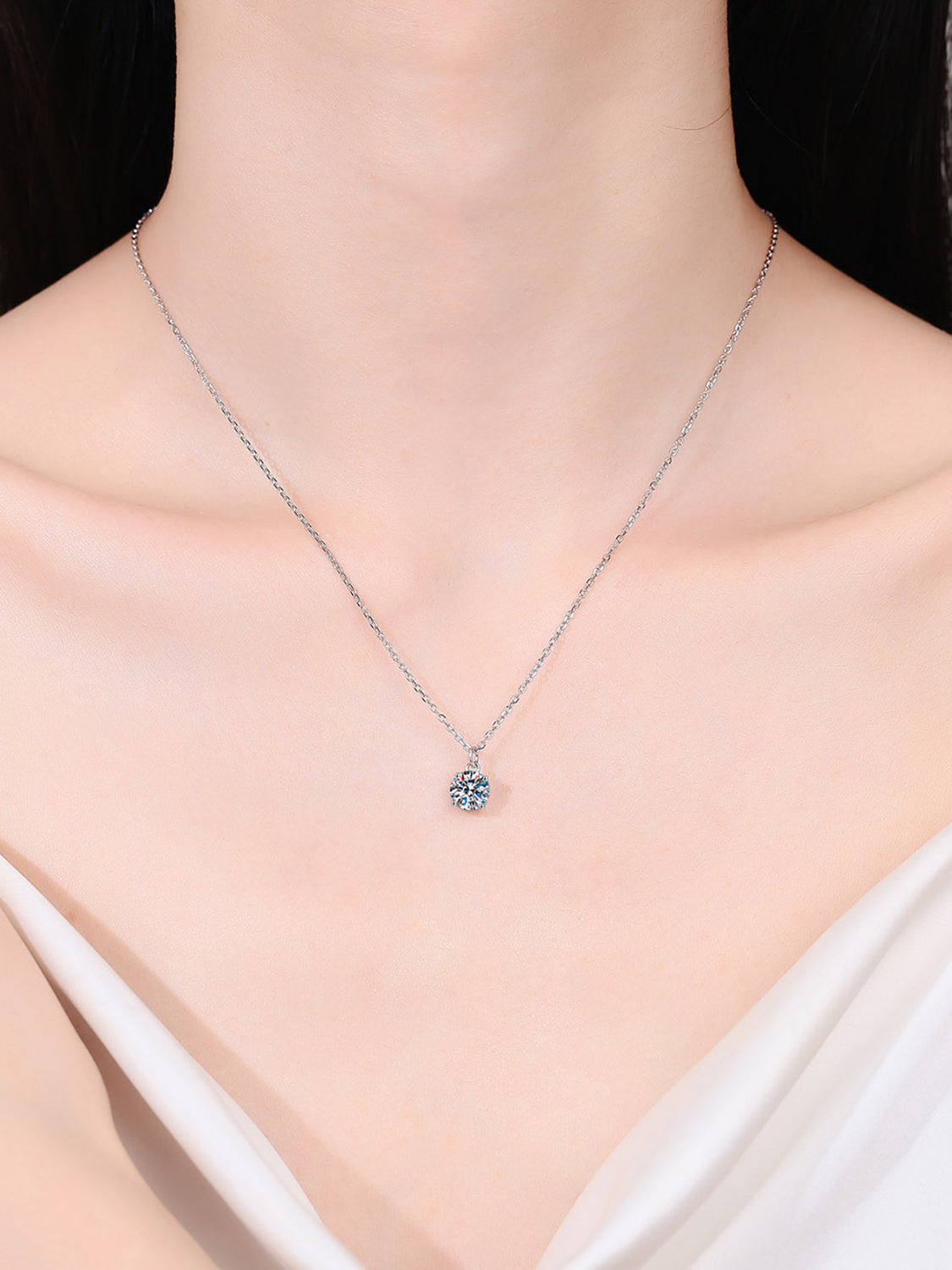 1 Carat Moissanite 925 Sterling Silver Necklace Casual Chic Boutique