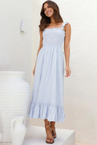 Ruffled Smocked Ruffle Hem Sleeveless Dress Trendsi