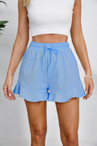 Full Size Drawstring Ruffle Hem Shorts Trendsi