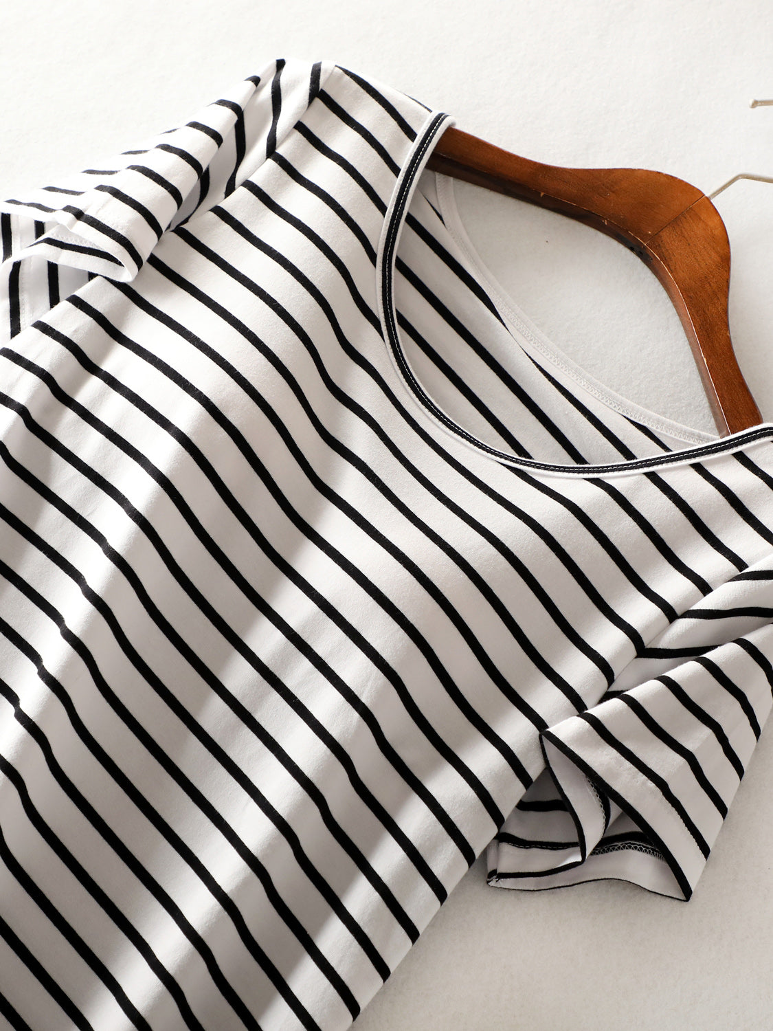 Striped Round Neck Short Sleeve Dress Trendsi