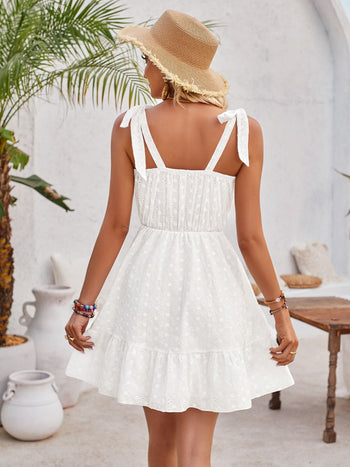 Tied Ruffled V-Neck Sleeveless Mini Dress Trendsi