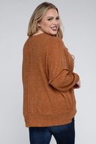 Plus Brushed Melange Drop Shoulder Sweater ZENANA