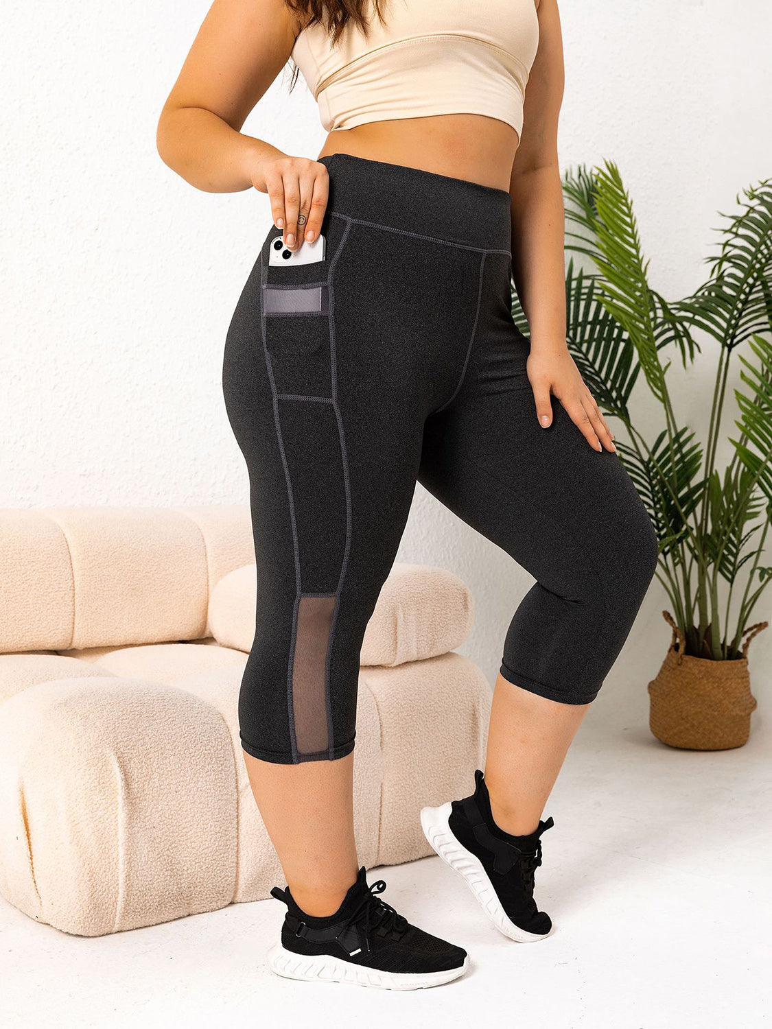 Plus Size Pocketed High Waist Active Leggings Trendsi