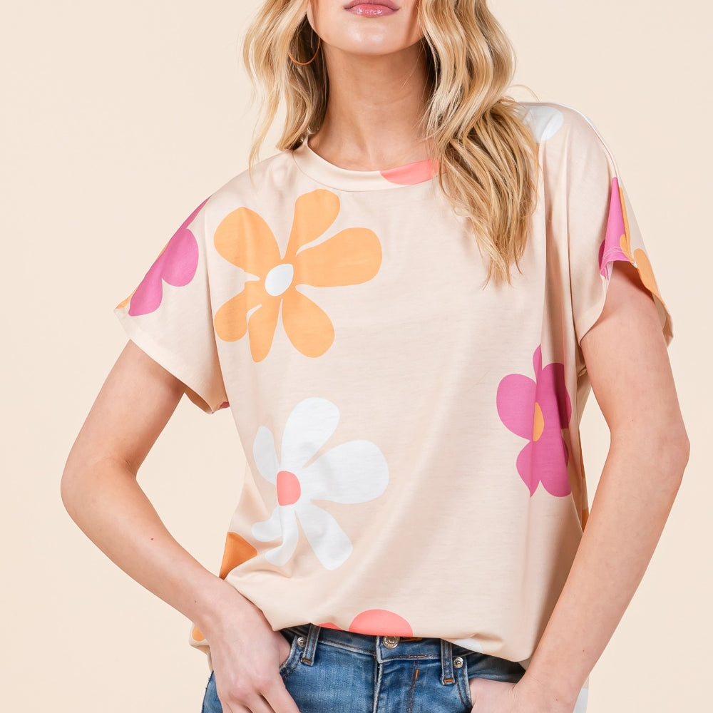 Floral Short Sleeve T-Shirt Casual Chic Botique