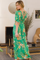 ODDI Full Size Floral Smocked Tied Back Maxi Dress Trendsi