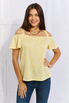 Culture Code On The Move Off The Shoulder Flare Sleeve Top in Ice Blue Culture Code