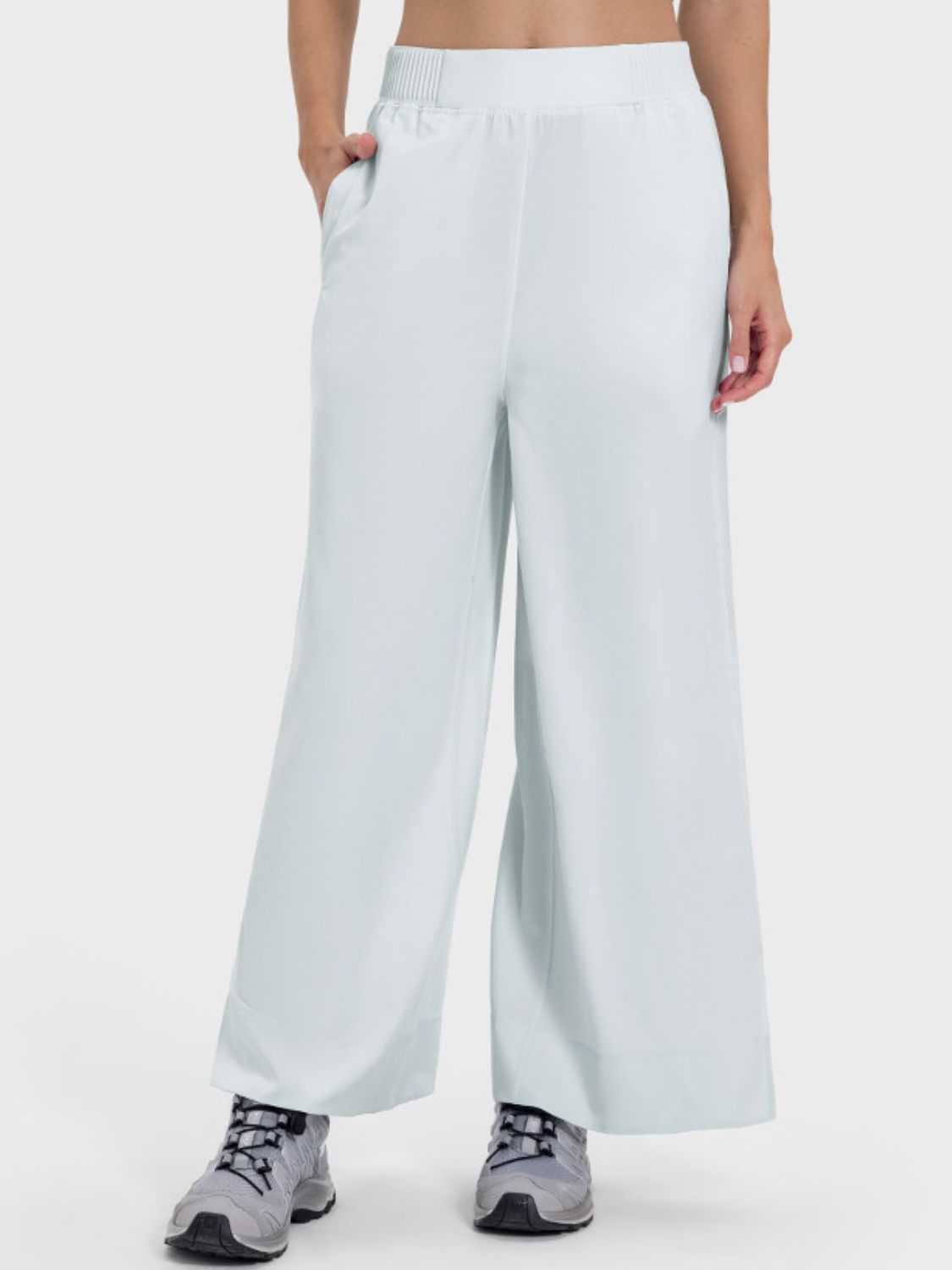 Slit Wide Leg Active Pants Trendsi