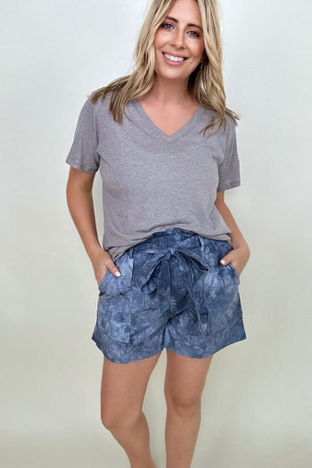 Cotton Bleu Tie Dye Casual Shorts With Belt Kiwidrop