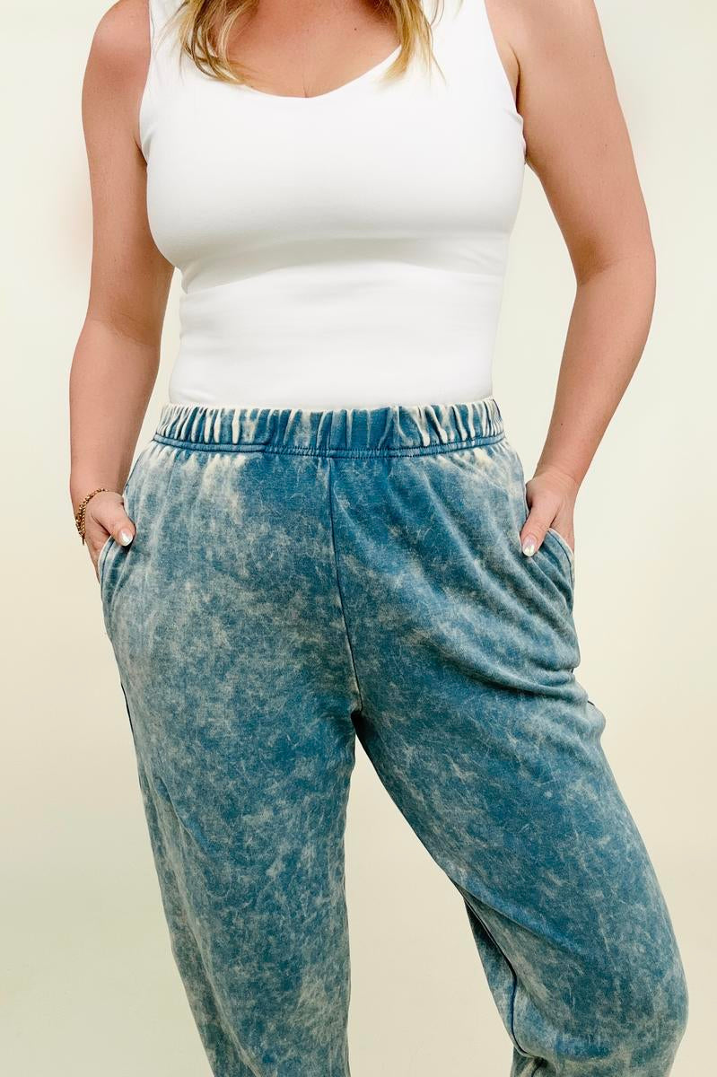 Zenana Acid Wash Jogger Pants with Pockets Kiwidrop