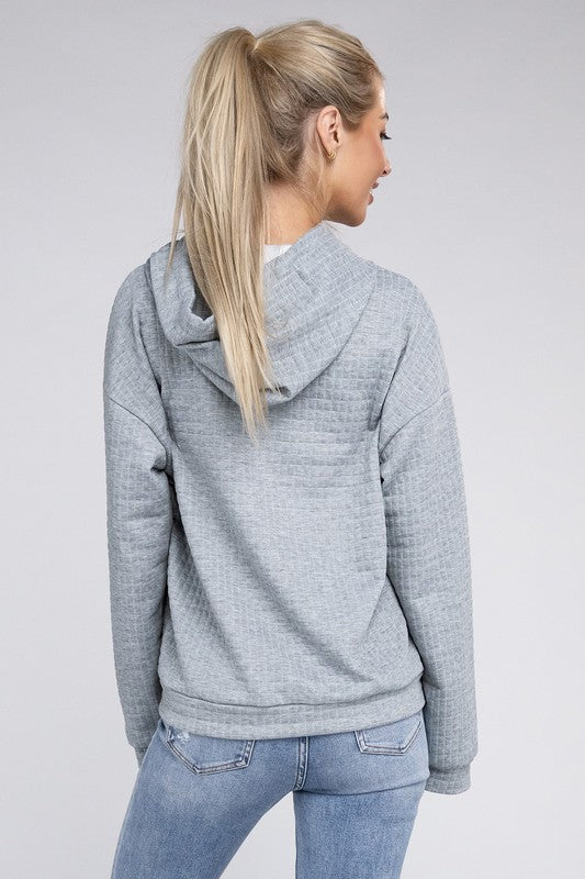 Textured Pocket Drawstring Hoodie Nuvi Apparel