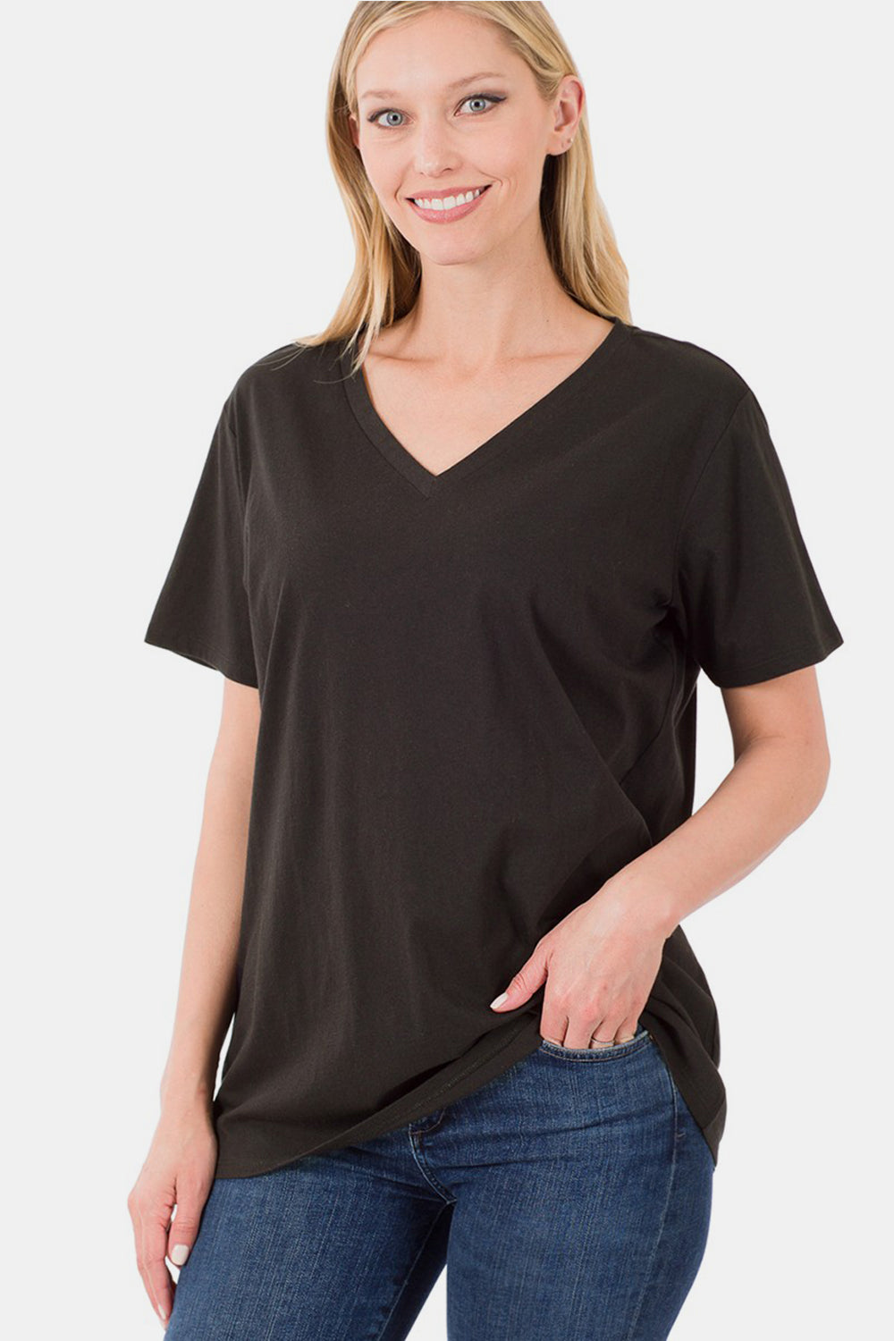 Zenana Full Size V-Neck Short Sleeve T-Shirt Trendsi