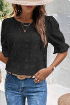 Round Neck Flounce Sleeve Blouse Casual Chic Boutique