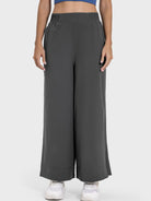 Slit Wide Leg Active Pants Trendsi