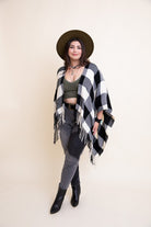 Buffalo Check Tassel Poncho Leto Accessories