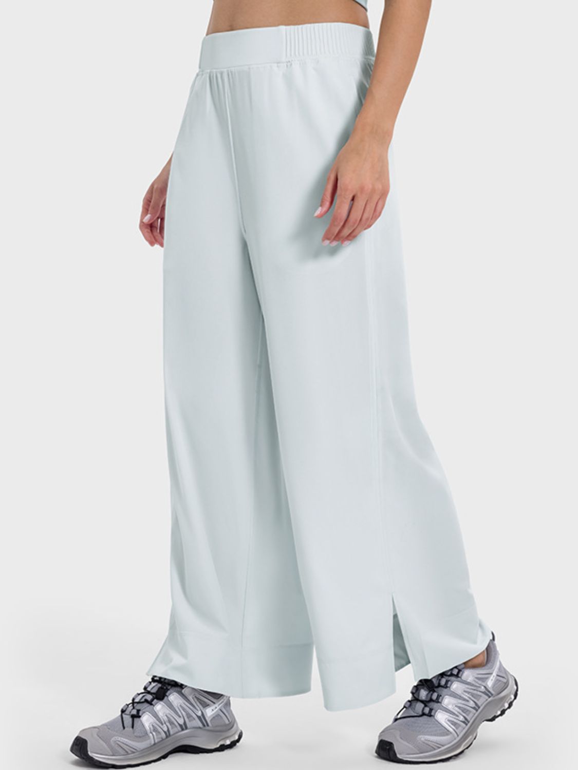 Slit Wide Leg Active Pants Trendsi