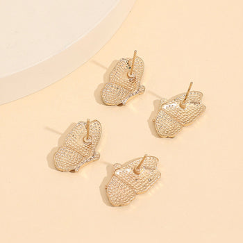 2 Piece Rhinestone Alloy Butterfly Stud Earrings Trendsi