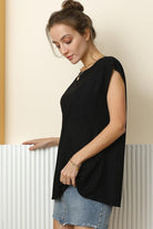 Ninexis Round Neck Cap Sleeve T-Shirt Trendsi