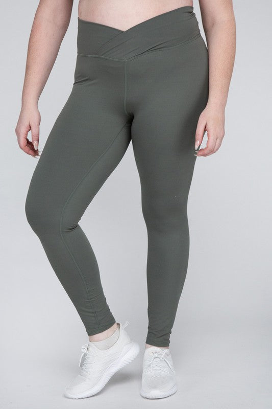 Plus Size V Waist Full Length Leggings Rae Mode