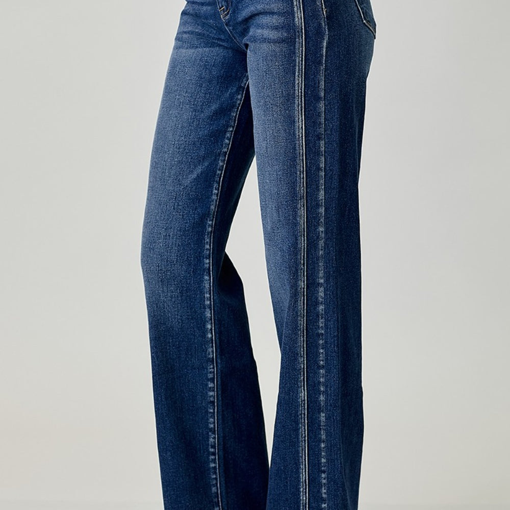 RISEN Mid Rise Straight Jeans Trendsi