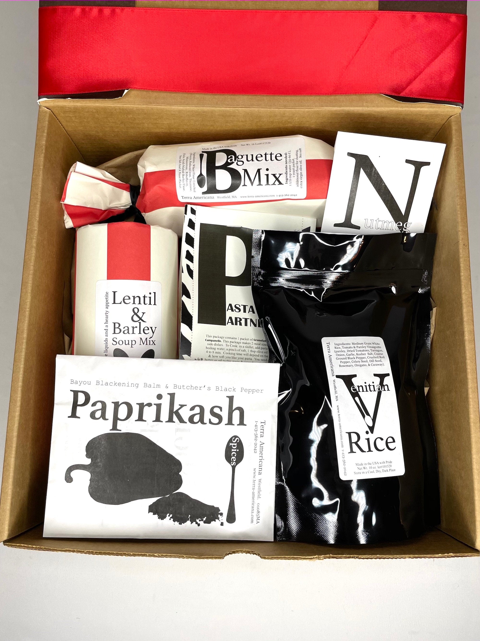 Old World Comfort Gift Box - Pasta Partners, Corsican White Bean Stew, Venetian Rice, Baguette Mix, Paprikash Terra Americana