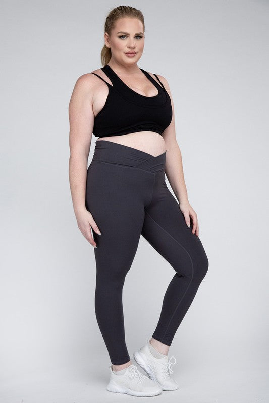 Plus Size V Waist Full Length Leggings Rae Mode