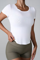 Cutout Round Neck Short Sleeve Active T-Shirt Trendsi