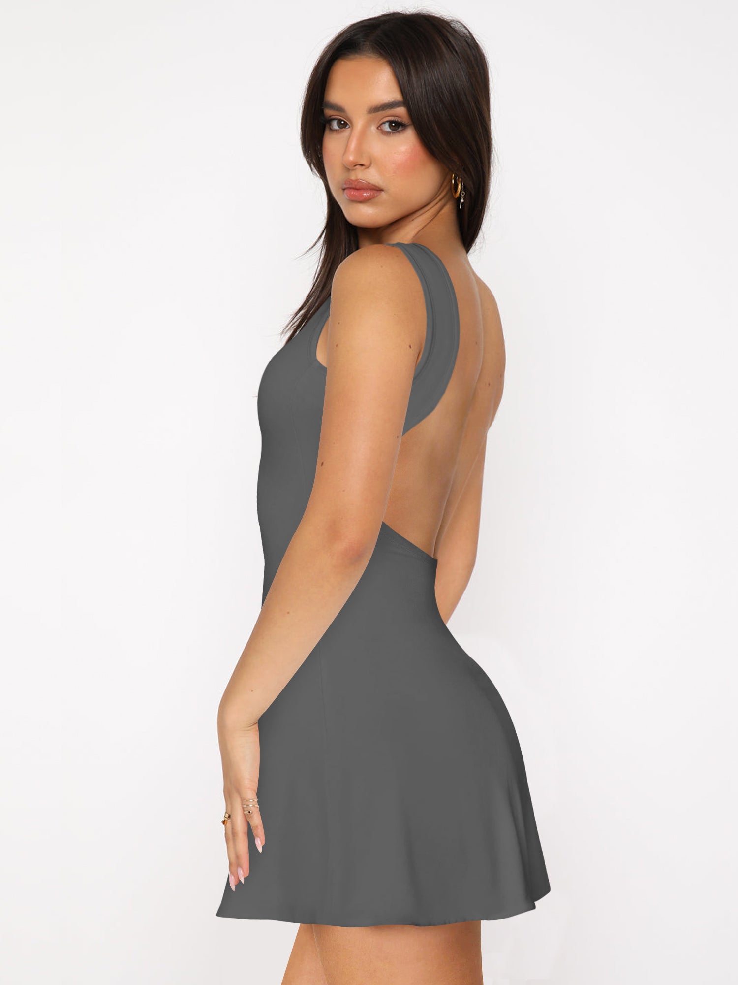 Backless Wide Strap Mini Dress Trendsi