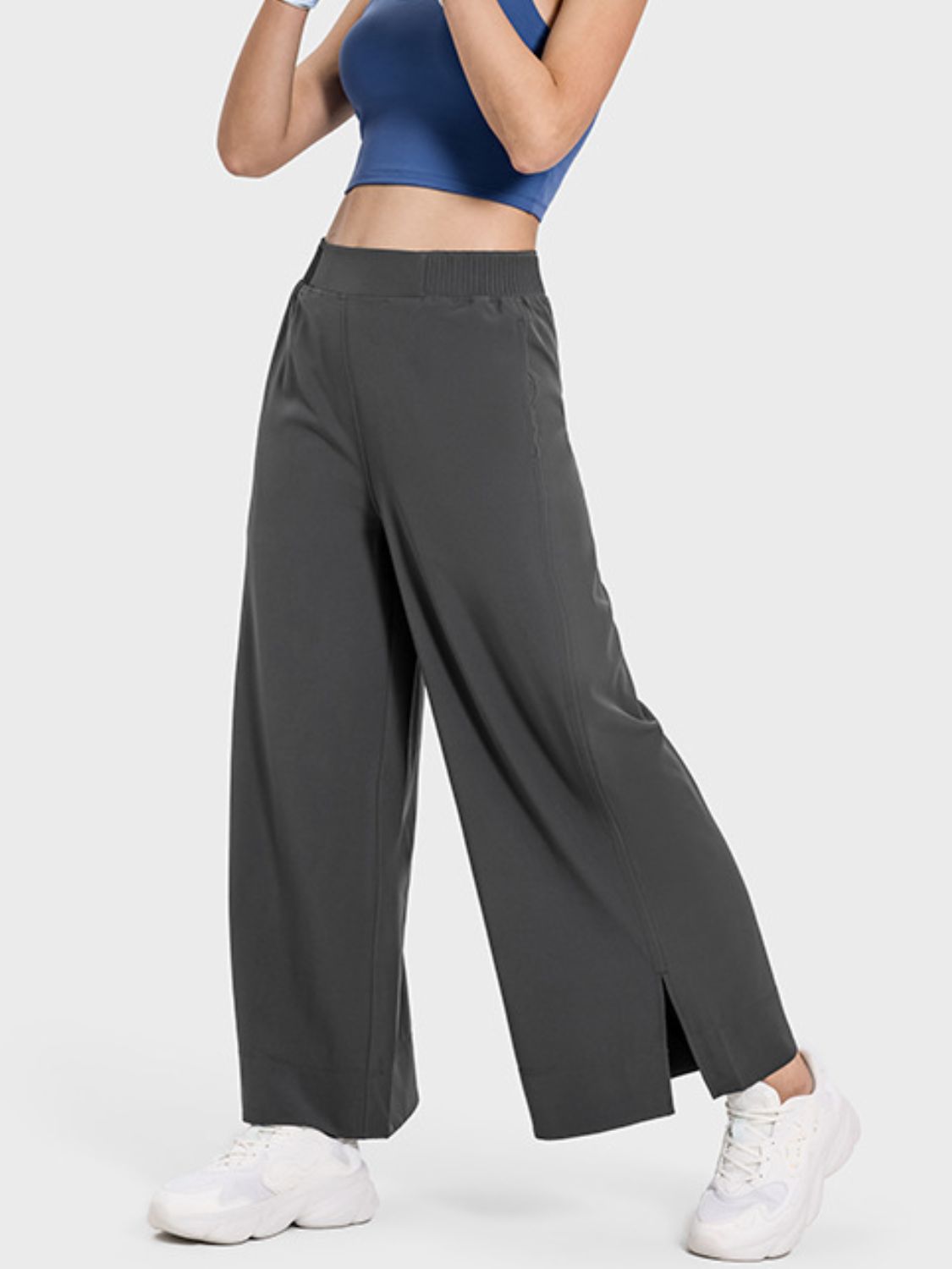 Slit Wide Leg Active Pants Trendsi