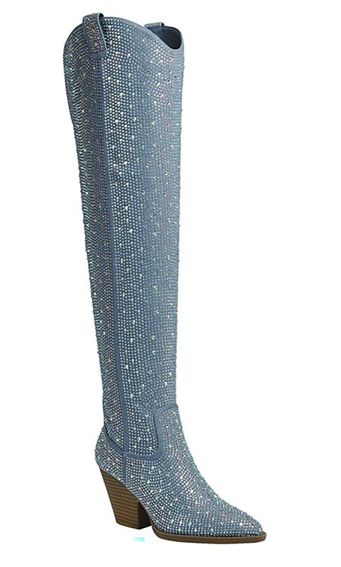 RIVER-21-OVER KNEE,RHINESTONE,WESTERN BOOTS Let's See Style