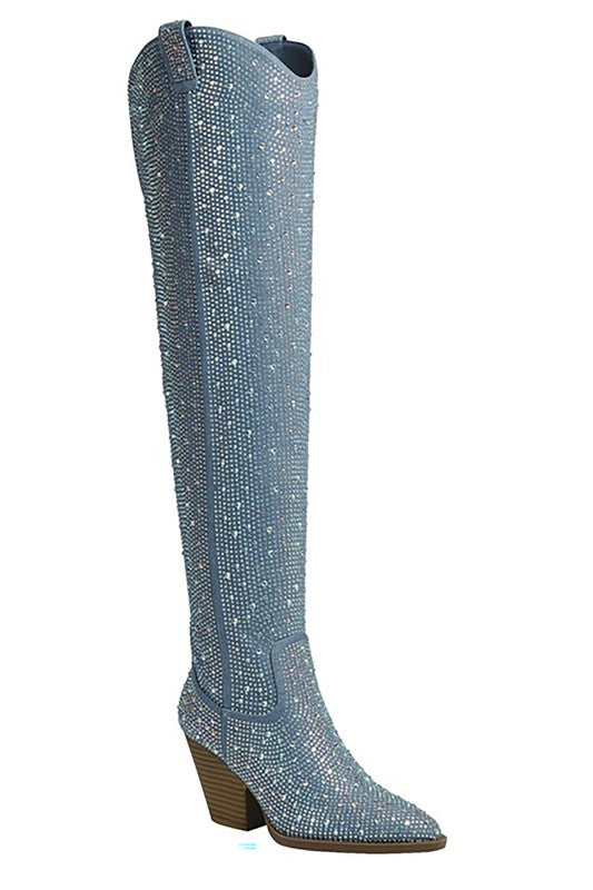 RIVER-21-OVER KNEE,RHINESTONE,WESTERN BOOTS Let's See Style