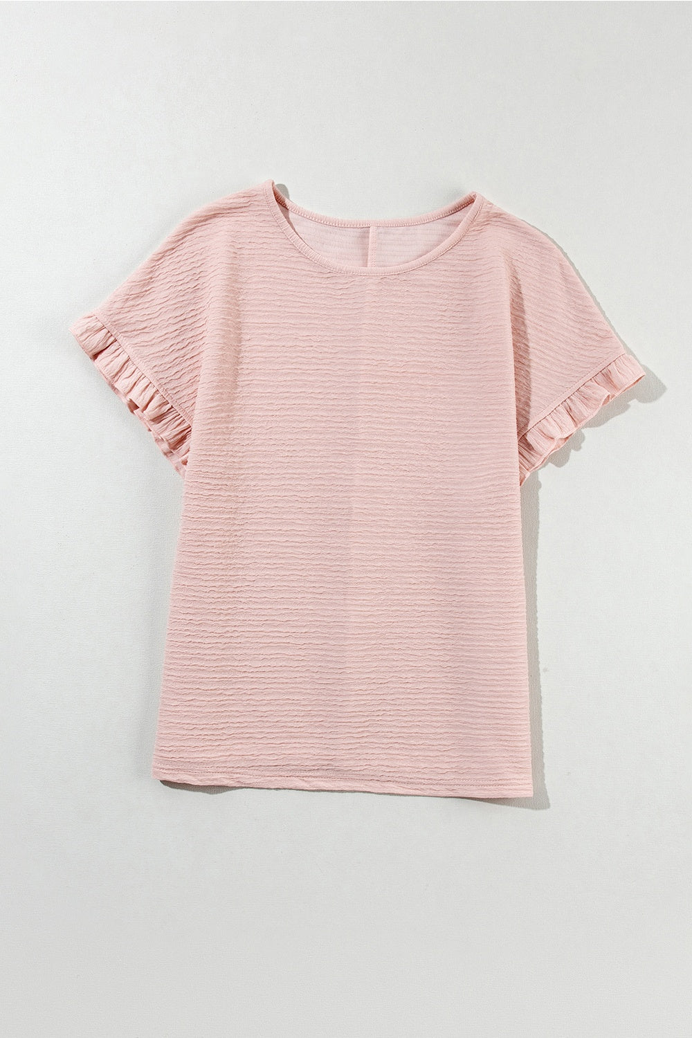 Round Neck Frill Short Sleeve T-Shirt Trendsi
