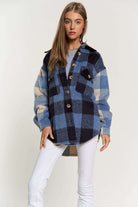 Plaid Chest Pocket Detail Shacket Davi & Dani