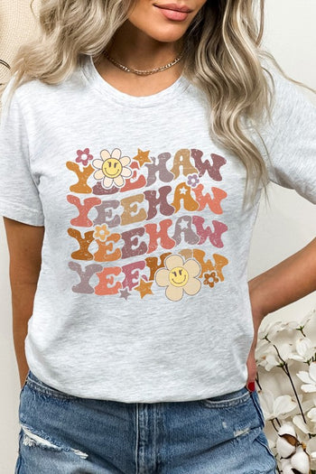 YeeHaw Floral Country Western Smiley Graphic Tee Kissed Apparel