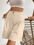 Pocketed Half Elastic Waist Shorts Trendsi