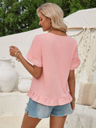 Ruffled Notched Petal Sleeve Blouse Trendsi