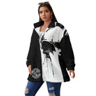 Black and White Skull - Oversize Fuzzy Fleece Zip Up (Plus Size) Virginia City Motorcycle Company