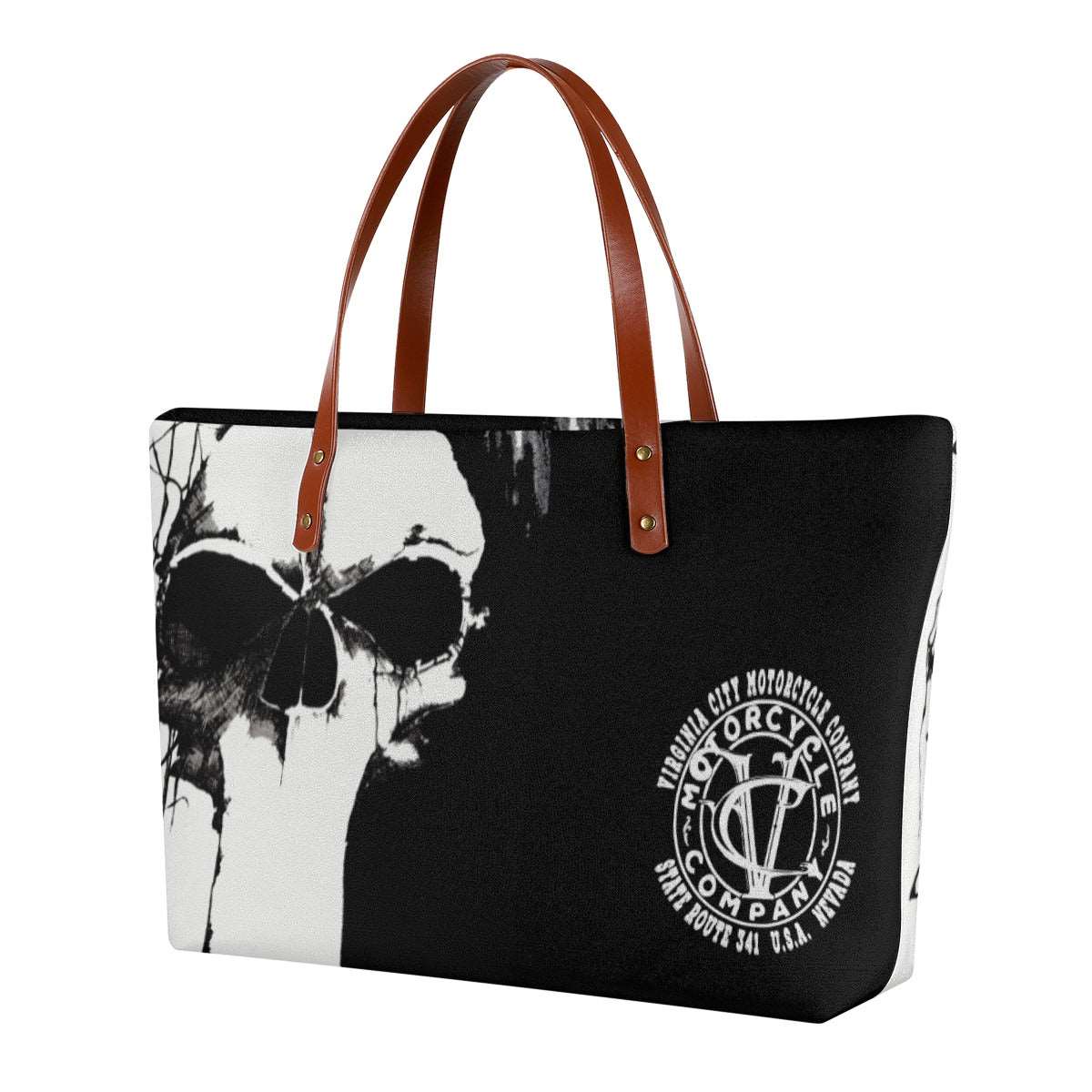 Black and White Skull - Women's Tote Bag Virginia City Motorcycle Company