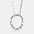 925 Sterling Silver Inlaid Moissanite Pendant Necklace Trendsi