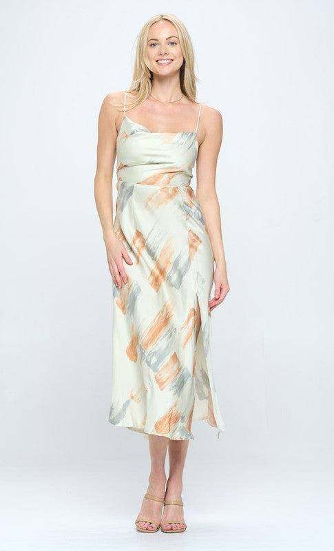 Paint Stroke Midi Slip Dress One and Only Collective Inc