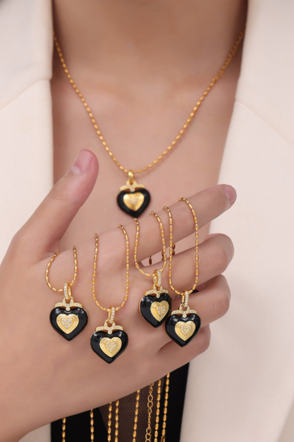 Titanium Steel Heart Shape Necklace Trendsi