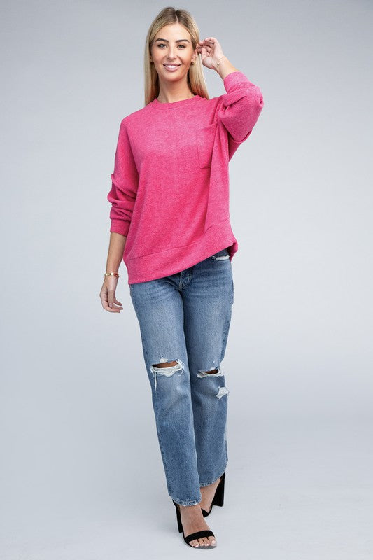 Brushed Melange Drop Shoulder Oversized Sweater ZENANA