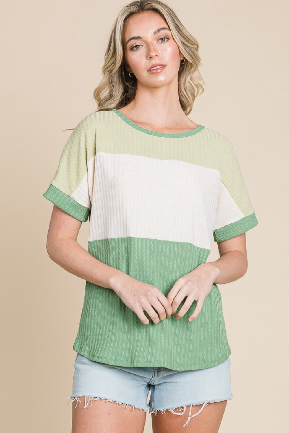 Color Block Short Sleeve T-Shirt Casual Chic Boutique