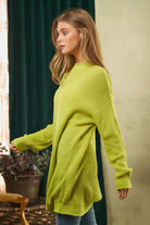 Solid Mock Neck Long Sleeve Knit Sweater Davi & Dani