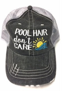 Pool Hair Dont Care Embroidered Trucker Hat Ocean and 7th
