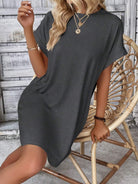 Round Neck Short Sleeve Mini Dress Trendsi