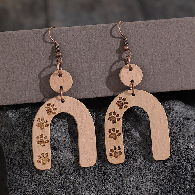 Geometric Shape Wooden Earrings Trendsi